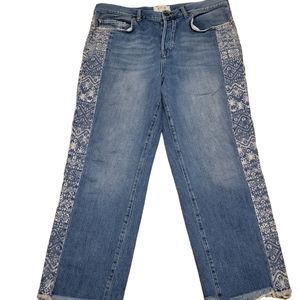 We The Free Blue Patterned Flare Jeans